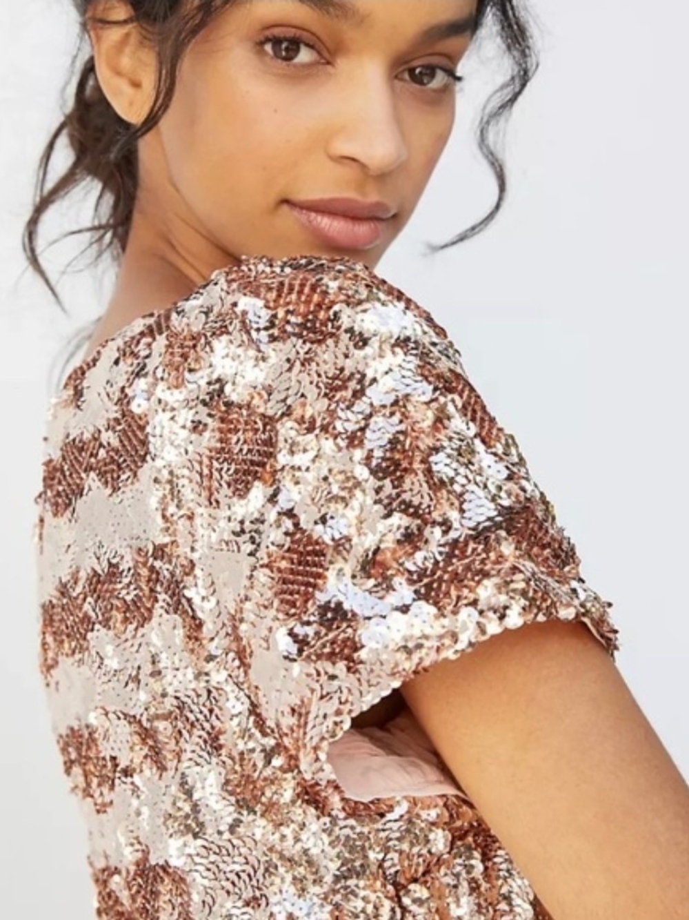 Anthropologie Maeve Rose Gold Sequin Midi Dress - Picture 9 of 9